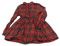 Červeno-černo-zelené kostkované šaty C&A