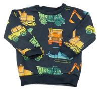 Tmavomodrá mikina so dopravními stroji Nutmeg