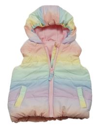 Duhová šušťáková zateplená vesta s kapucňou Dunnes