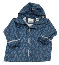 Tmavomodrá nepromokavá bunda se stavebními stroji a kapucí PlayShoes