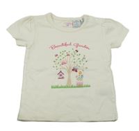 Smetanové tričko se stromem a motýly