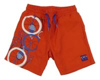 Červené plážové kraťasy s velrybami a koly TucTuc