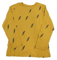 Okrové tričko s bleskami Primark