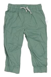 Zelené plátenné cuff nohavice So Cute