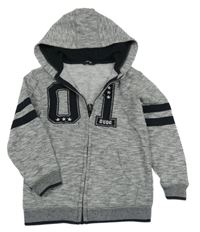 Sivá melírovaná prepínaci mikina s číslom a kapucňou George