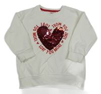 Smetanová mikina se srdcem z překlápěcích flitrů F&F