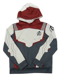 Tmavošedo-svetlošedá -vínová mikina s písmenem a kapucňou