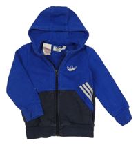Safírovo-tmavomodrá propínací mikina s logem a kapucí Adidas