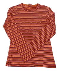 Oranžovo-vínové pruhované tričko