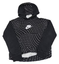Černá crop mikina s logy a kapucí Nike