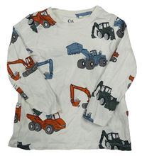 Bílé triko se stavebními stroji C&A