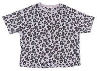 Lila-sivé crop tričko s leopardím vzorom M&S