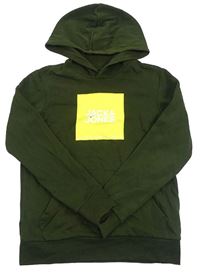 Tmavozelená mikina s logom a kapucňou JACK&JONES