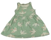 Khaki vzorované bavlnené šaty s vtáčky H&M