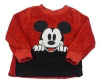 Červeno-čierna chlpatá mikina s Mickeym Disney
