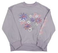 Lila mikina s květinami z flitrů George