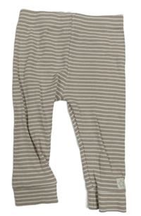 Béžovo-biele pruhované rebrované ľahké tepláky F&F