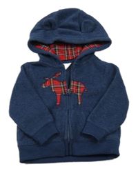 Tmavomodrá fleecová prepínaci mikina so sobom a kapucňou Carter's