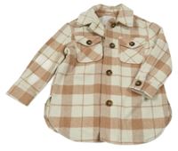 Smetanovo-starorůžová kostkovaná košilová bunda Primark