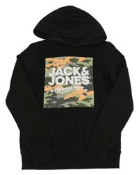 Čierna mikina s logom a kapucňou Jack & Jones