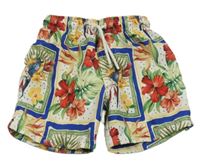 Smetanovo-farebné kvetované plážové kraťasy Primark