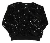 Čierna zamatová flitrová podšitá mikina Next