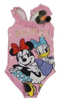 Nové - růžové jednodílné plavky s Minnie a Daisy Primark