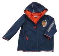 Tmavomodrá sofhshellová bunda s hasičem Samem a kapucí