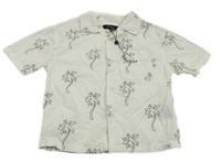 Nové - bílá košile s černými palmami 