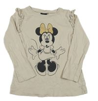 Béžové tričko s Minnie a volánikmi Disney