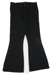 Čierne flare plátenné nohavice