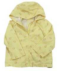 Žltá šušťáková jarná bunda s kapucňou a sluníčky Tu