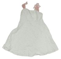 Biele vzorované šaty s mašľami Shein