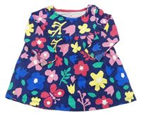 Tmavomodro-farebné kvetované bavlnené šaty F&F