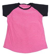 Černo-neonově růžové melírované sportovní tričko 