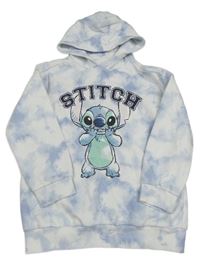 Světlemodro-bílá batikovaná mikina se Stitchem a kapucí C&A