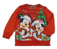 Červená mikina s Minnie a Mickeym Disney