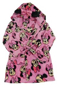 Ružový plyšový župan s Minnie a kapucňou Matalan
