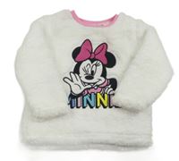 Biela huňatá mikina s Minnie Disney