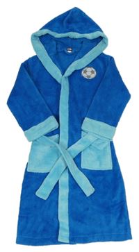 Modrý plyšový župan s loptou a kapucňou zn. Lupilu