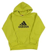 Limetková mikina s logem a kapucí Adidas