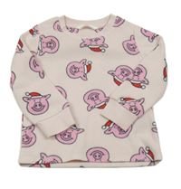 Světlerůžové fleecové pyžamové triko s prasátky M&S