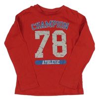 Červené tričko s číslom a nápismi Alive