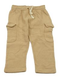 Béžové žebrované cargo tepláky Ergee