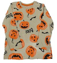 Béžové tričko s dýněmi a nápismi