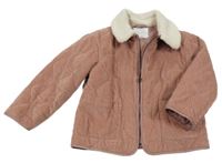 Růžová prošívaná manšestrová zateplená bunda s límečkem Primark