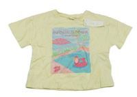 Nové - Světležluté crop tričko s potiskem Zara