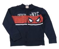 Tmavomodro-červená prepínaci mikina so Spidermanem a nápismi Marvel