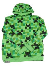 Zeleno-černá mikina s kapucí - Minecraft 