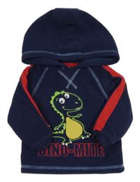 Tmavomodro-červená fleecová mikina s dinem a kapucňou M&Co.